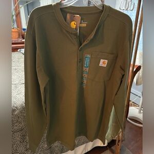 NWT Carhartt Men's Long Sleeve Olive Green Henley